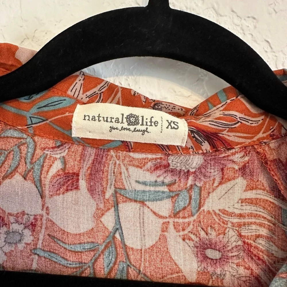 Natural Life Rebecca Midi Dress Orange Tropical Floral Size XS - Picture 5 of 5